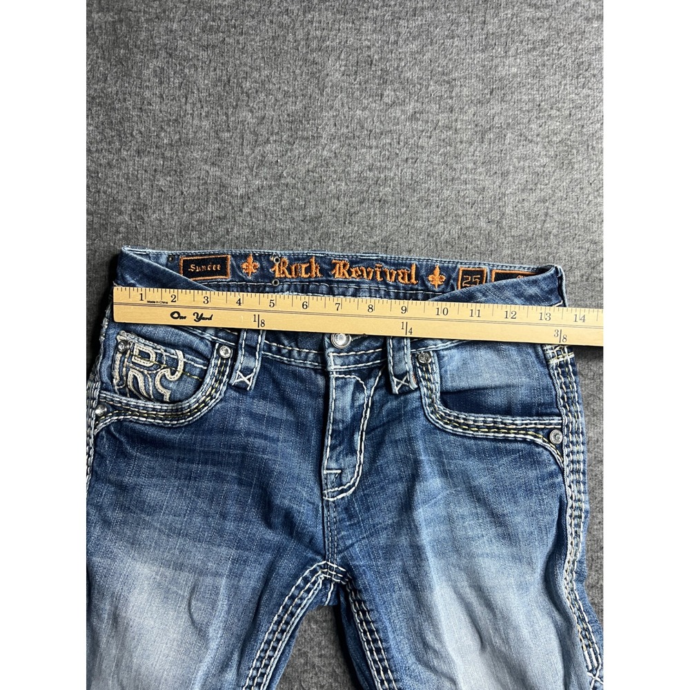 Rock Revival Sundee Mid Rise Bootcut Jeans Blue Embroidered Flap Pocket Size 25 - Picture 10 of 16
